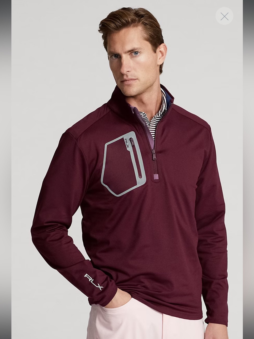 Men’s RLX Ralph Lauren Luxury Performance Jersey Pullover Harvard Wine Medium
